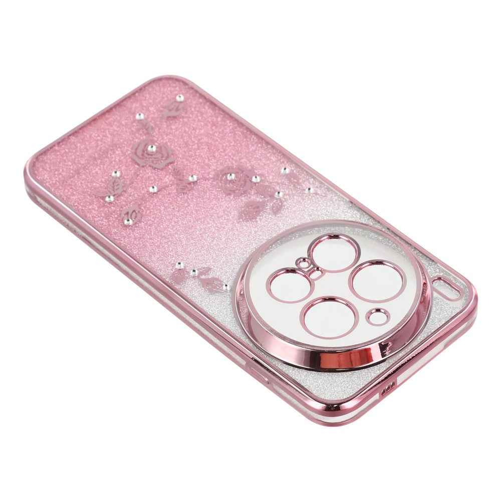 KADEM For vivo X300 Pro 5G Case Flower Pattern TPU Gradient Phone Cover with Lanyards - Rose Gold