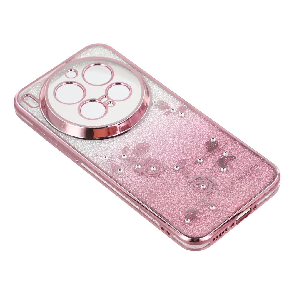 KADEM For vivo X300 Pro 5G Case Flower Pattern TPU Gradient Phone Cover with Lanyards - Rose Gold