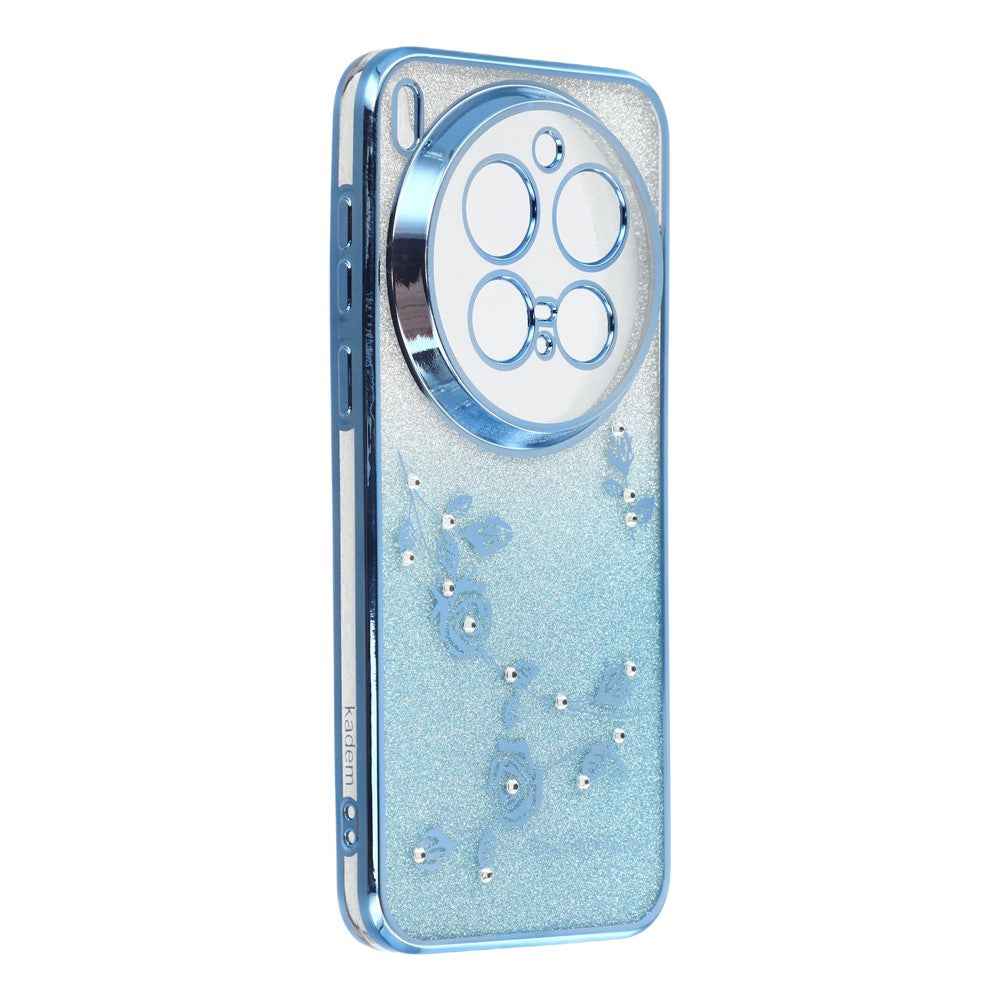 KADEM For vivo X300 Pro 5G Case Flower Pattern TPU Gradient Phone Cover with Lanyards - Blue