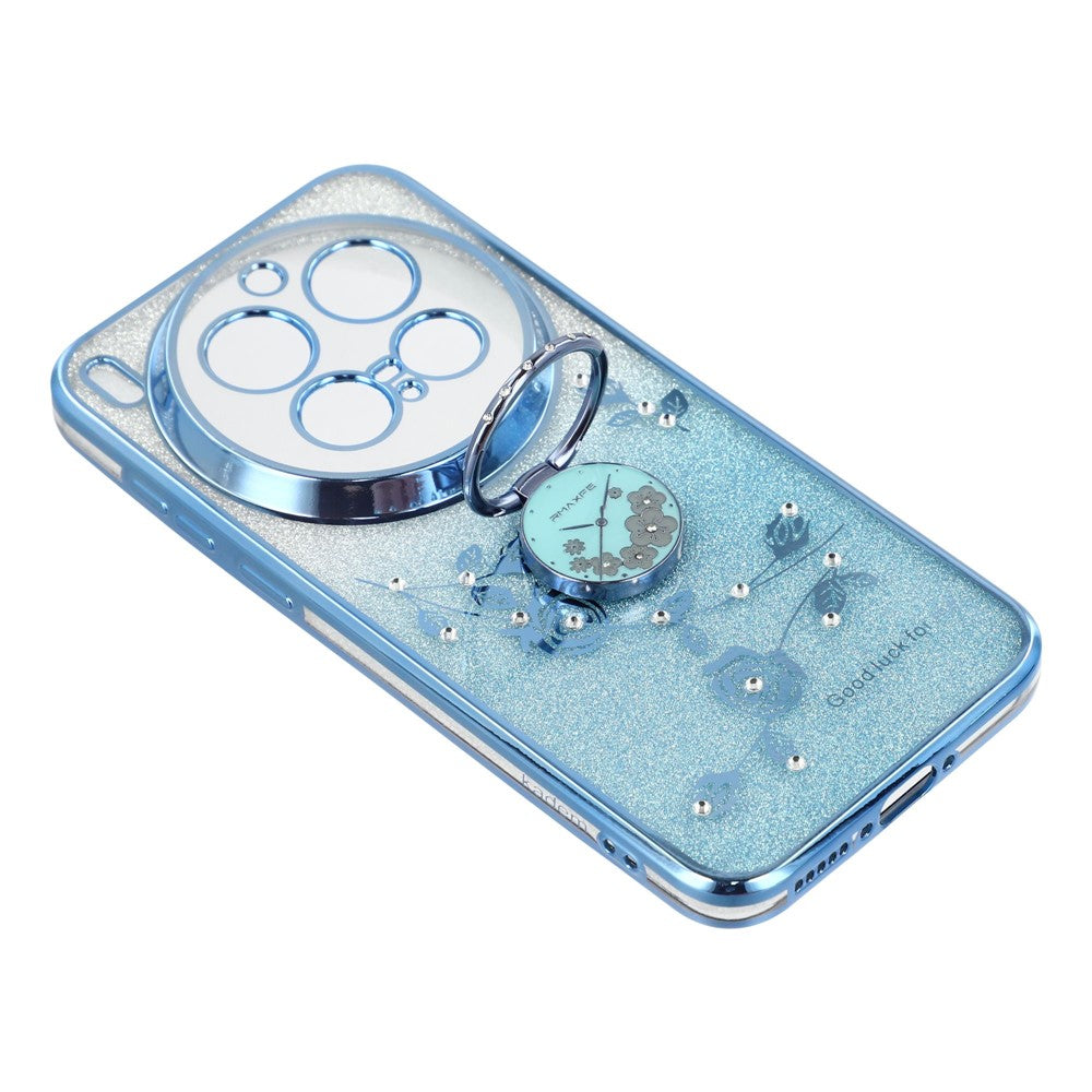 KADEM For vivo X300 Pro 5G Case Ring Kickstand TPU Flowers Phone Cover Gradient Glitter - Blue