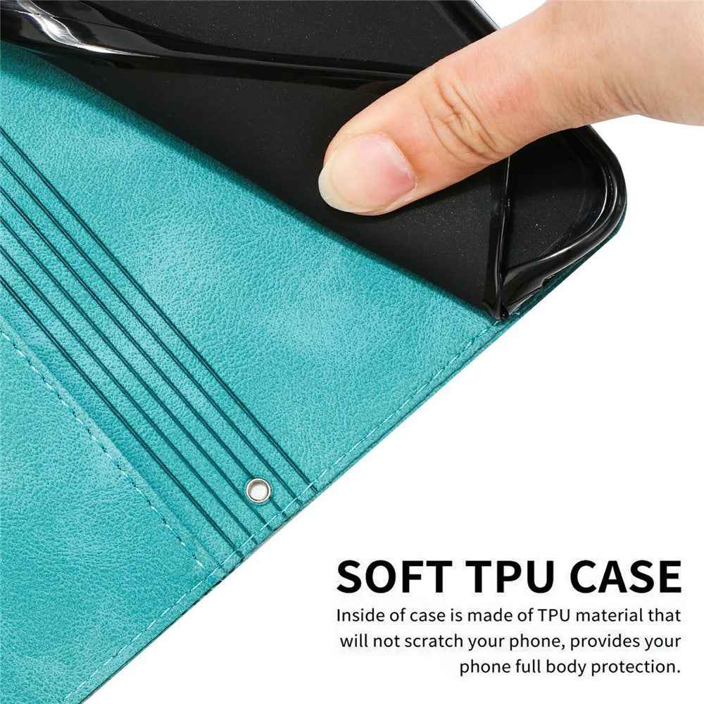 For Xiaomi 17 Pro Leather Case Imprinted Triangle Phone Cover with Hand Strap - Green