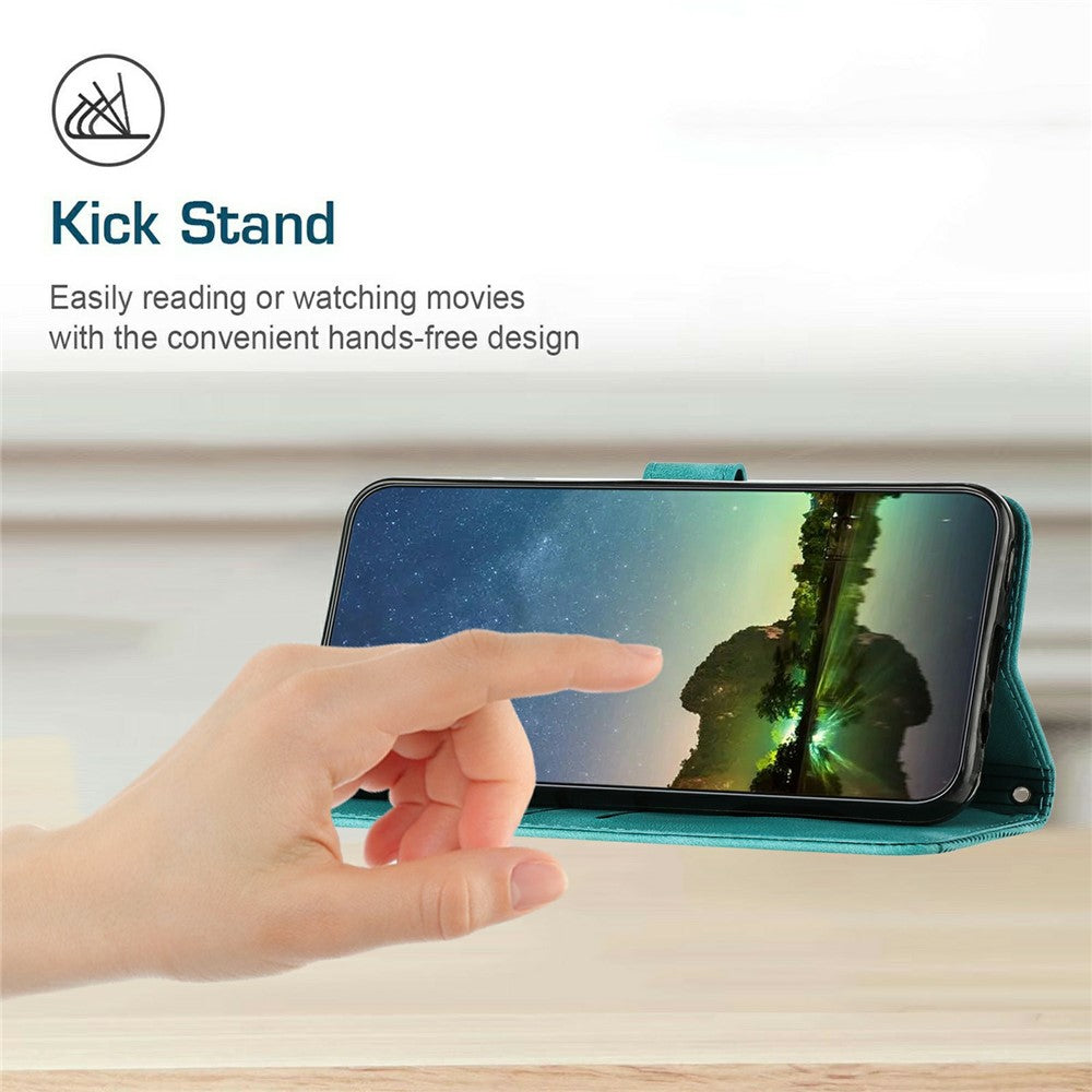 For Xiaomi 17 Pro Max Leather Case Imprinted Triangle Phone Cover with Hand Strap - Green