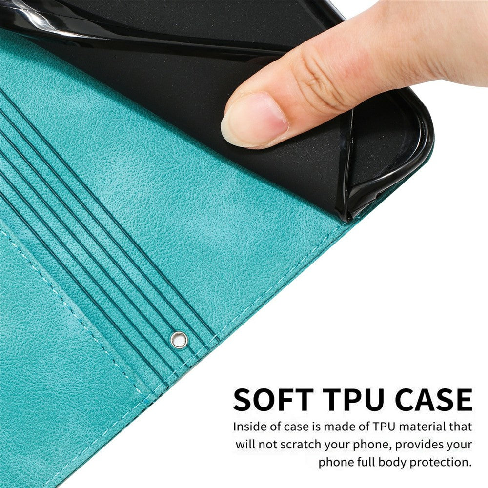 For Xiaomi 17 Pro Max Leather Case Imprinted Triangle Phone Cover with Hand Strap - Green