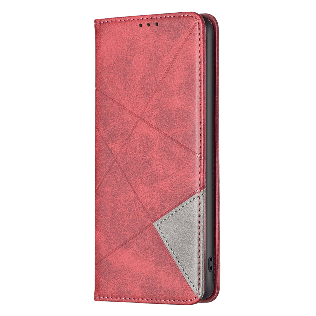 For Xiaomi Redmi Note 15 Pro 5G (Global) Case Card Slots Geometry Imprint Leather Phone Cover - Red
