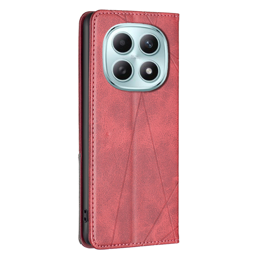 For Xiaomi Redmi Note 15 Pro 5G (Global) Case Card Slots Geometry Imprint Leather Phone Cover - Red