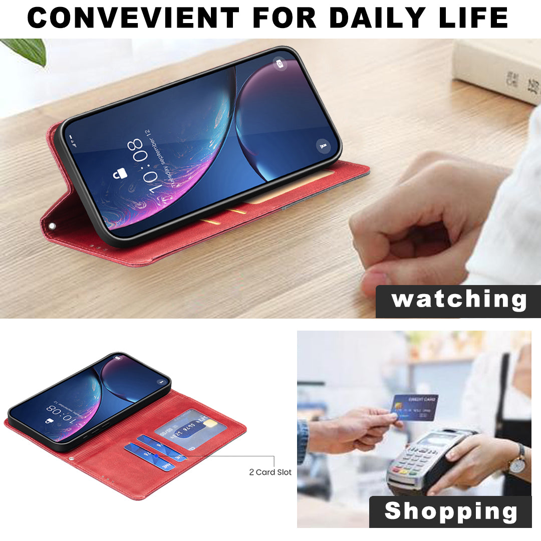 For Xiaomi Redmi Note 15 Pro 5G (Global) Case Card Slots Geometry Imprint Leather Phone Cover - Red