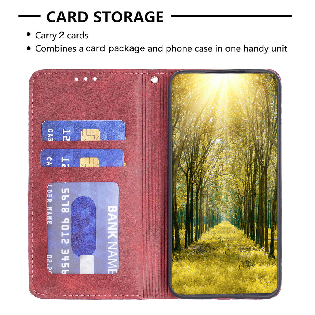 For Xiaomi Redmi Note 15 Pro 5G (Global) Case Card Slots Geometry Imprint Leather Phone Cover - Red
