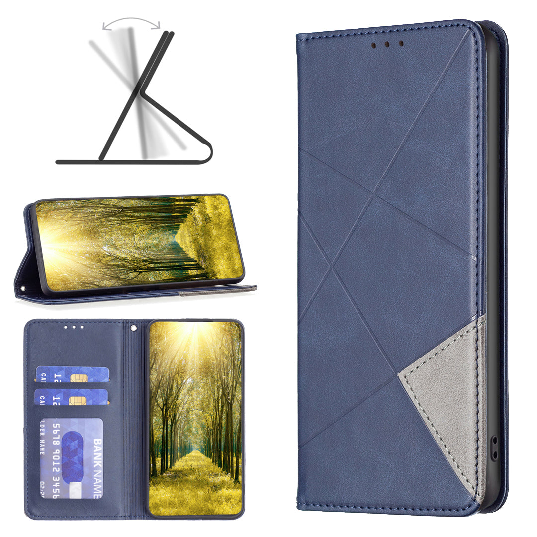 For Xiaomi Redmi Note 15 Pro 5G (Global) Case Card Slots Geometry Imprint Leather Phone Cover - Blue