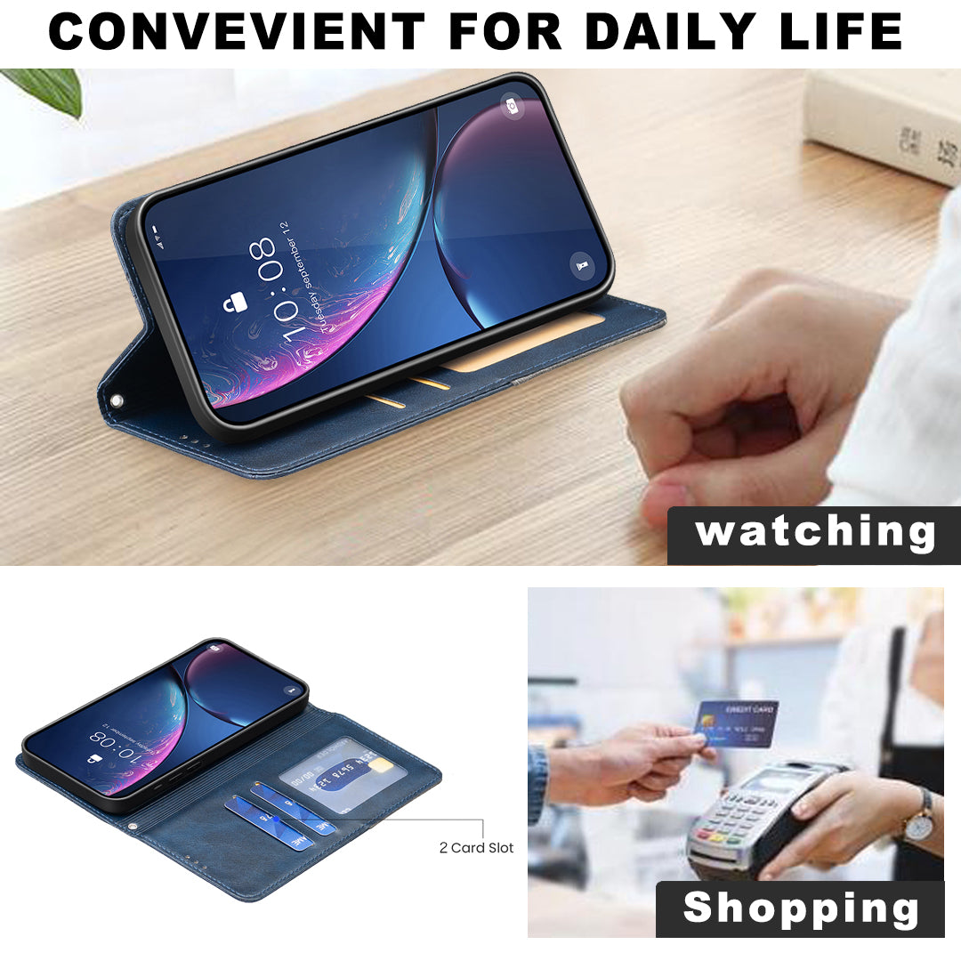 For Xiaomi Redmi Note 15 Pro 5G (Global) Case Card Slots Geometry Imprint Leather Phone Cover - Blue