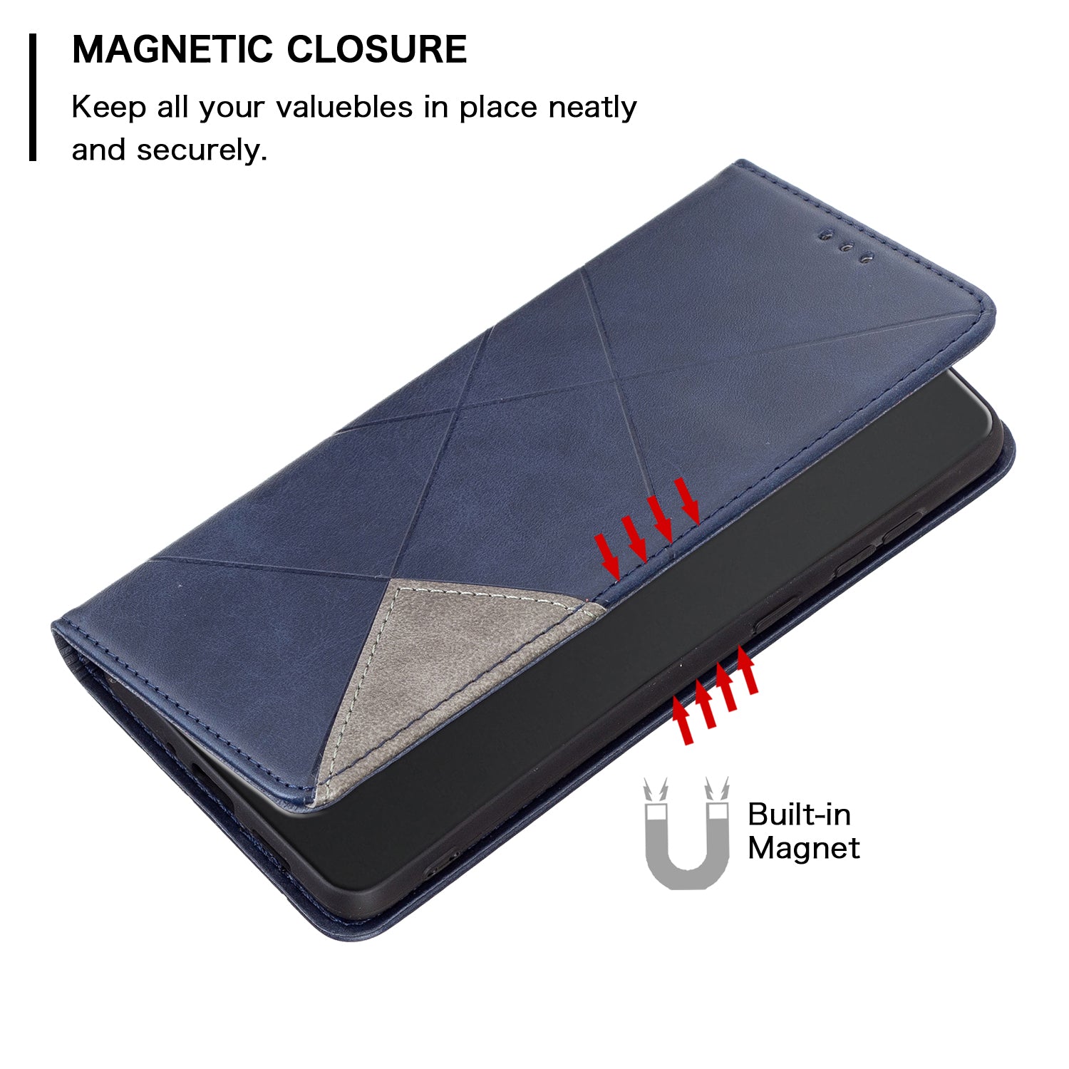For Xiaomi Redmi Note 15 Pro 5G (Global) Case Card Slots Geometry Imprint Leather Phone Cover - Blue