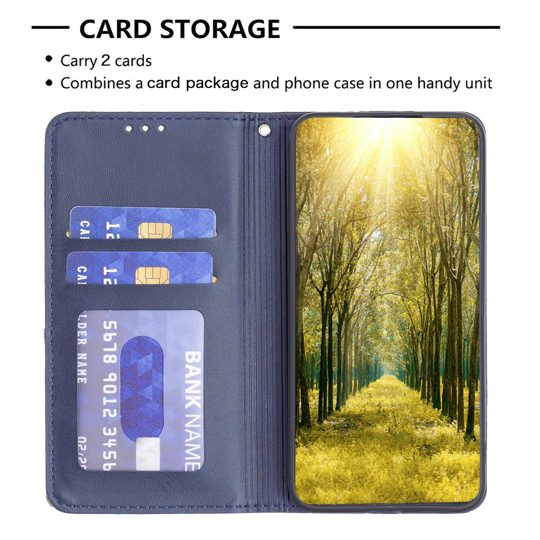 For Xiaomi Redmi Note 15 Pro 5G (Global) Case Card Slots Geometry Imprint Leather Phone Cover - Blue