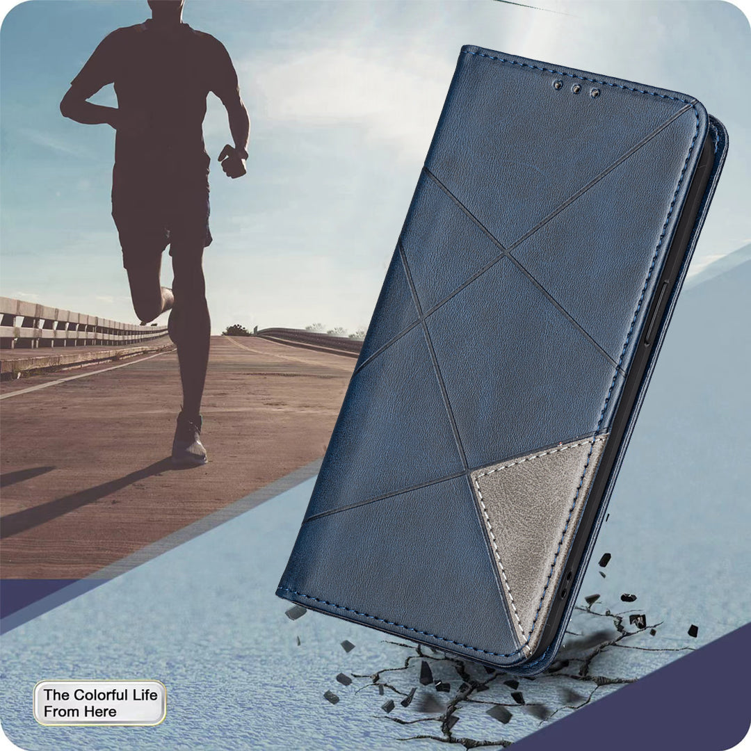 For Xiaomi Redmi Note 15 Pro 5G (Global) Case Card Slots Geometry Imprint Leather Phone Cover - Blue