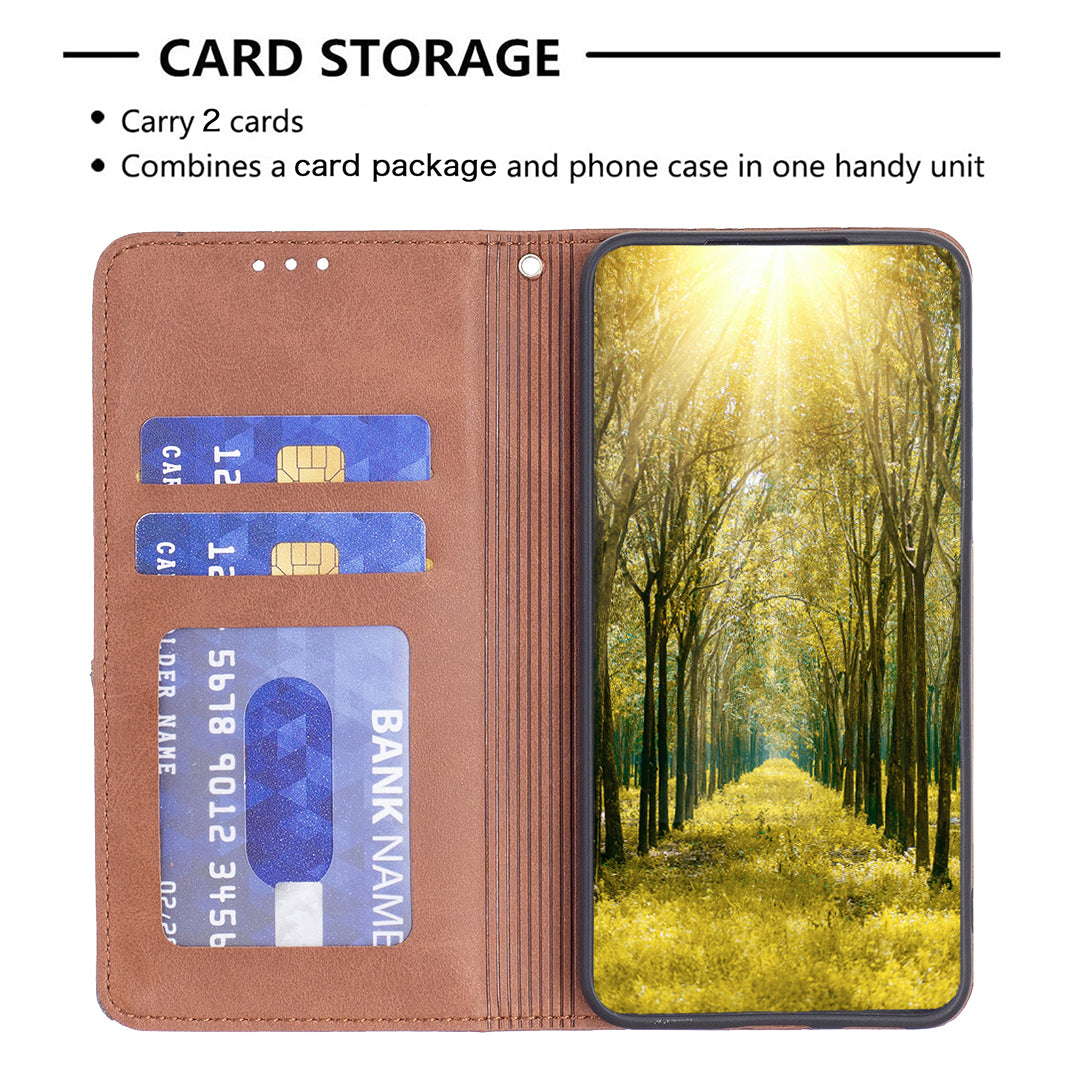 For Xiaomi Redmi Note 15 Pro 5G (Global) Case Card Slots Geometry Imprint Leather Phone Cover - Brown