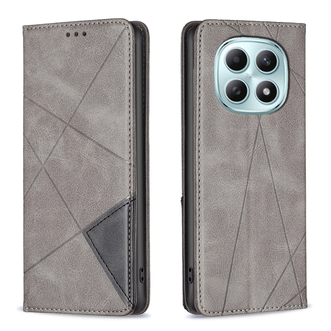 For Xiaomi Redmi Note 15 Pro 5G (Global) Case Card Slots Geometry Imprint Leather Phone Cover - Grey