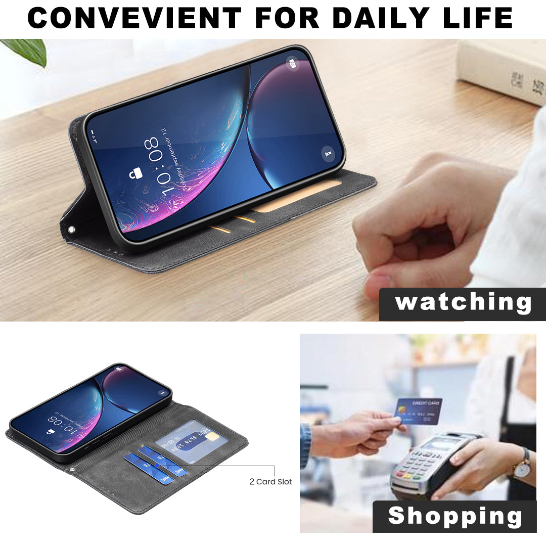 For Xiaomi Poco M8 Pro 5G / Redmi Note 15 Pro+ 5G (Global) Case Card Slots Geometry Imprint Leather Phone Cover - Black