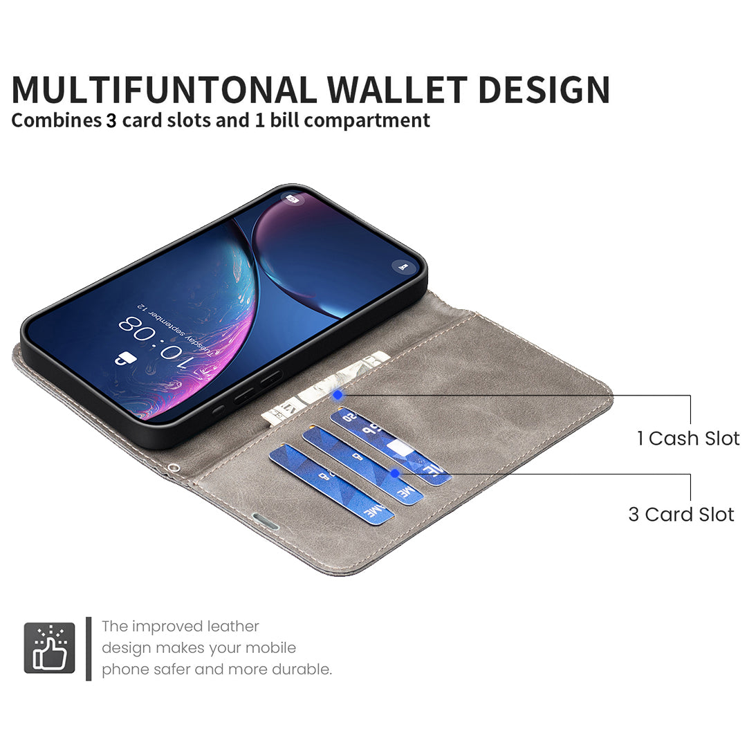 For Xiaomi Poco M8 Pro 5G / Redmi Note 15 Pro+ 5G (Global) Case Shockproof PU Leather Cover with Wallet Card Slots - Grey