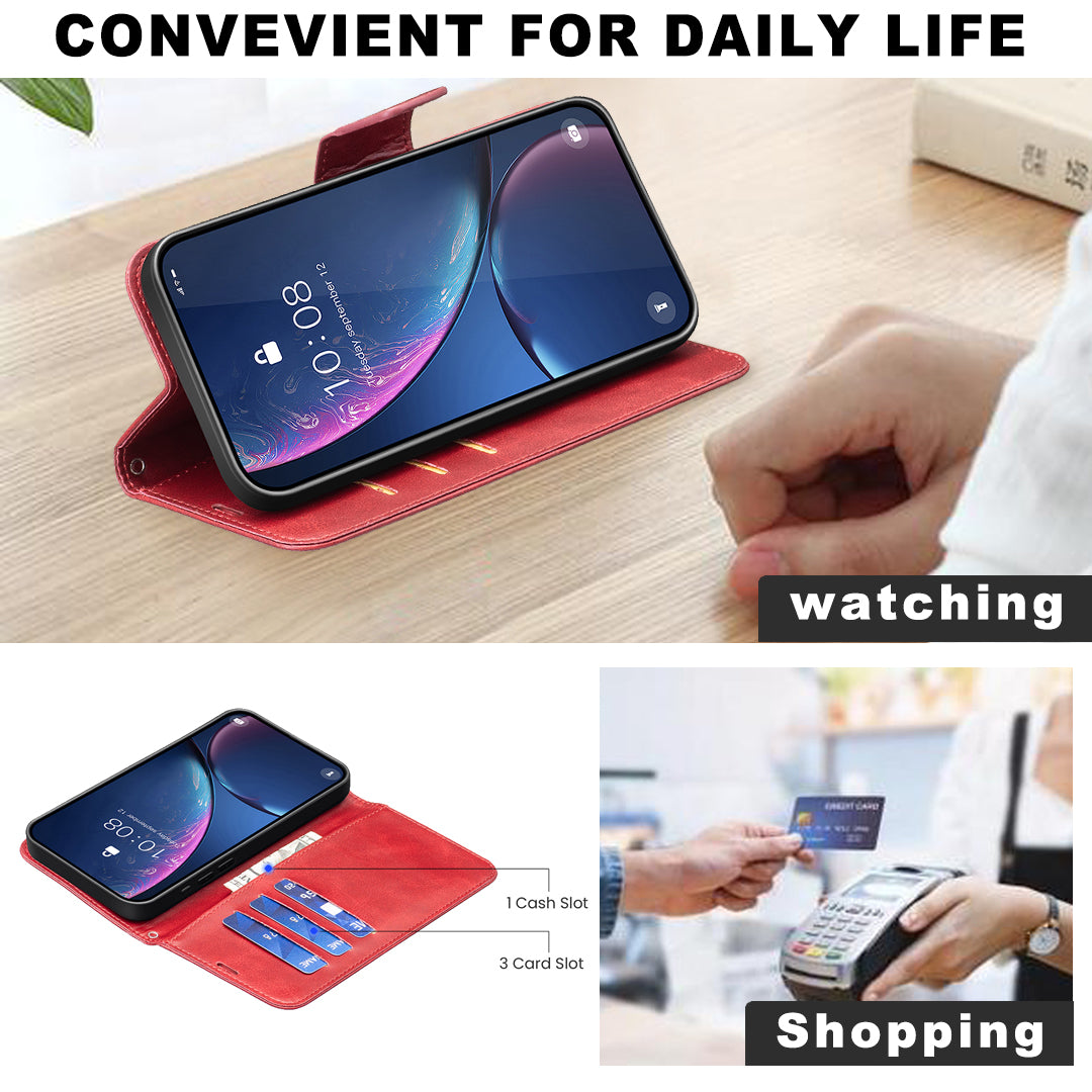For Xiaomi Poco M8 Pro 5G / Redmi Note 15 Pro+ 5G (Global) Case Shockproof PU Leather Cover with Wallet Card Slots - Red