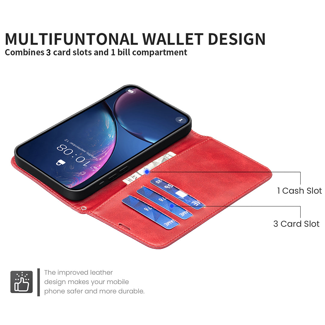 For Xiaomi Poco M8 Pro 5G / Redmi Note 15 Pro+ 5G (Global) Case Shockproof PU Leather Cover with Wallet Card Slots - Red
