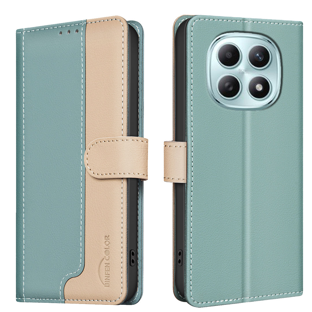 For Xiaomi Poco M8 Pro 5G / Redmi Note 15 Pro+ 5G (Global) Leather Case BINFEN COLOR Splicing Color RFID Blocking Wallet Stand Phone Cover - Green