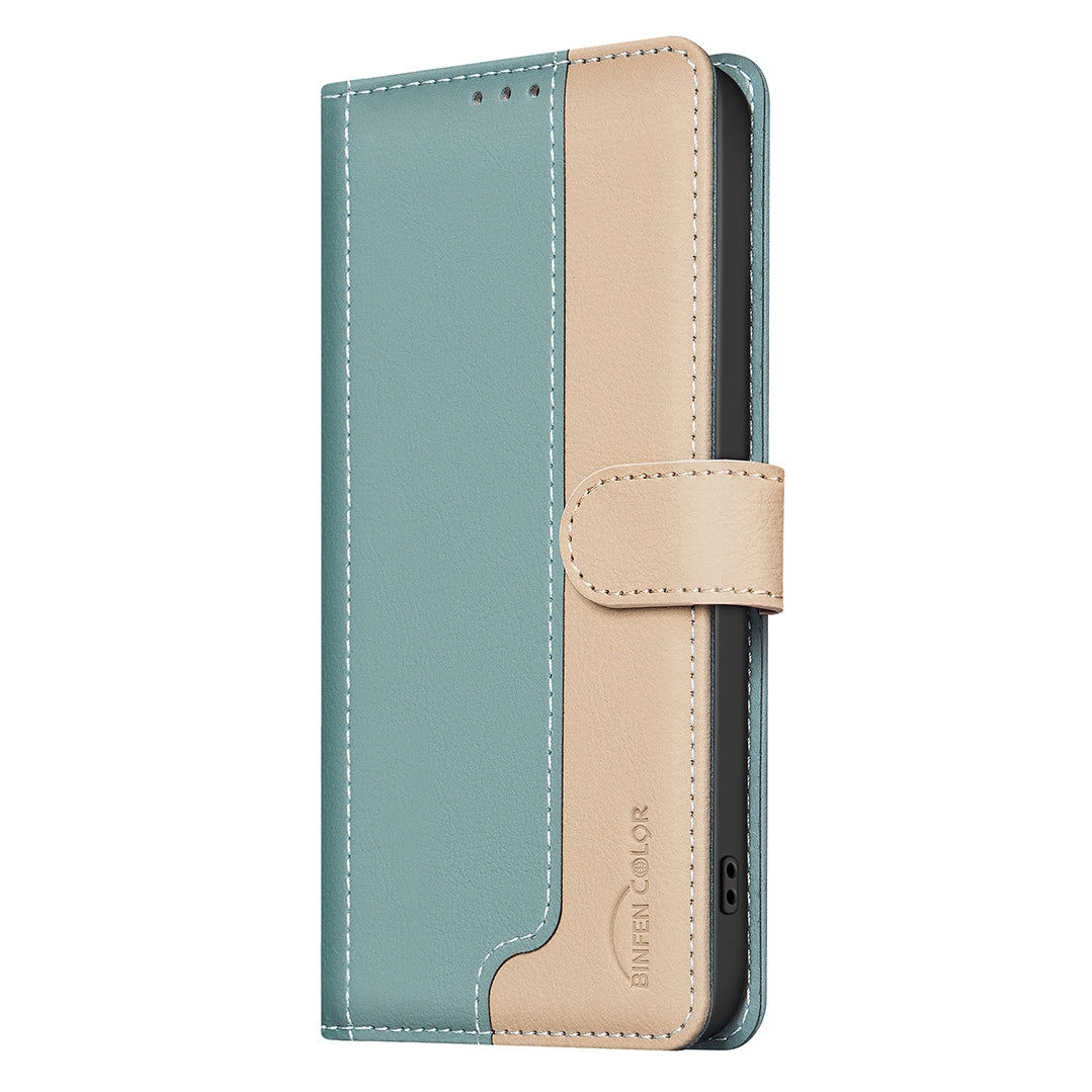 For Xiaomi Poco M8 Pro 5G / Redmi Note 15 Pro+ 5G (Global) Leather Case BINFEN COLOR Splicing Color RFID Blocking Wallet Stand Phone Cover - Green