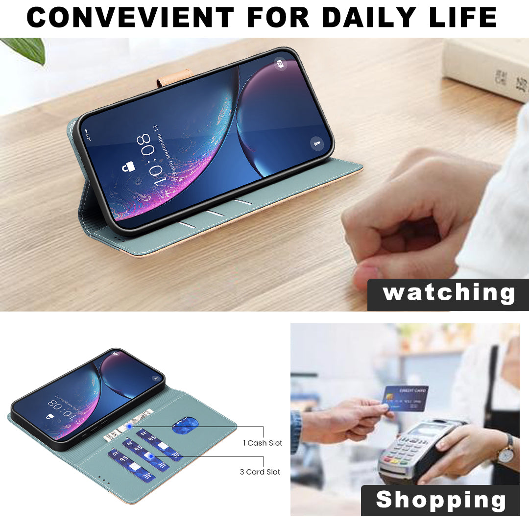 For Xiaomi Poco M8 Pro 5G / Redmi Note 15 Pro+ 5G (Global) Leather Case BINFEN COLOR Splicing Color RFID Blocking Wallet Stand Phone Cover - Green