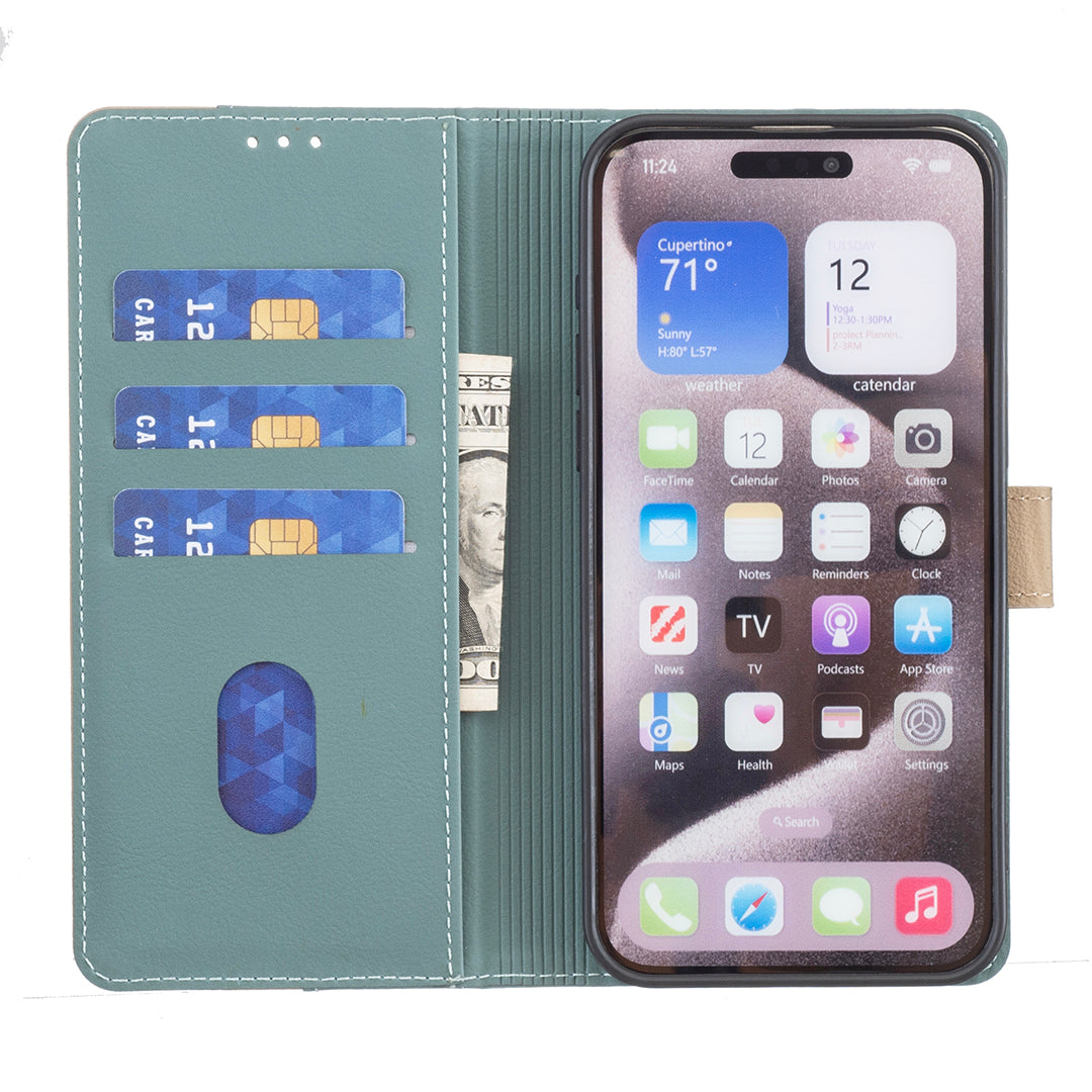For Xiaomi Poco M8 Pro 5G / Redmi Note 15 Pro+ 5G (Global) Leather Case BINFEN COLOR Splicing Color RFID Blocking Wallet Stand Phone Cover - Green