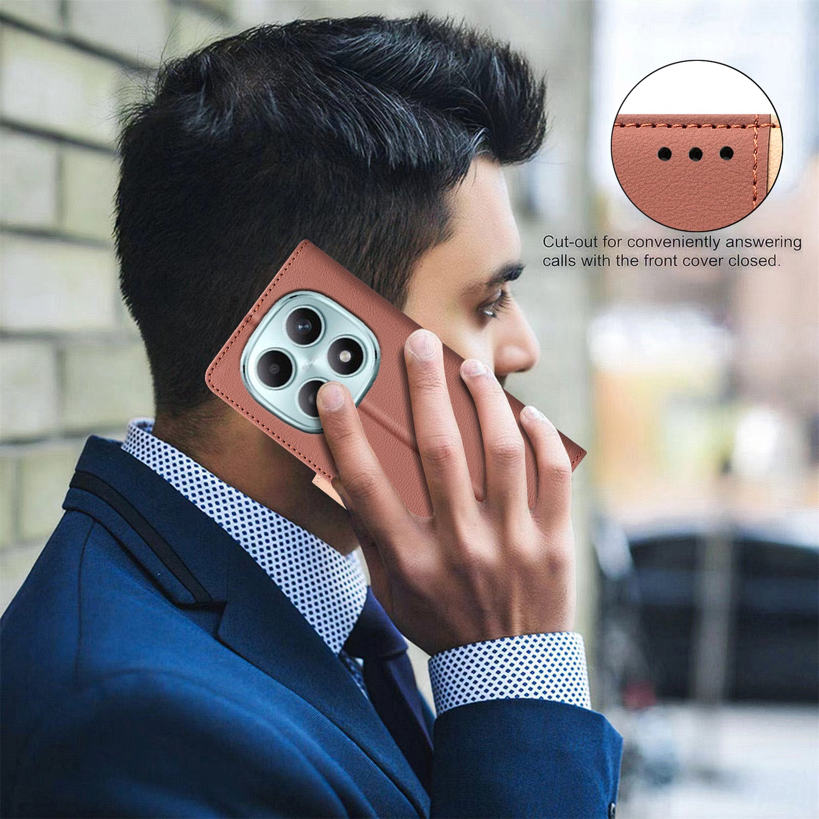 For Xiaomi Poco M8 Pro 5G / Redmi Note 15 Pro+ 5G (Global) Leather Case BINFEN COLOR Splicing Color RFID Blocking Wallet Stand Phone Cover - Brown