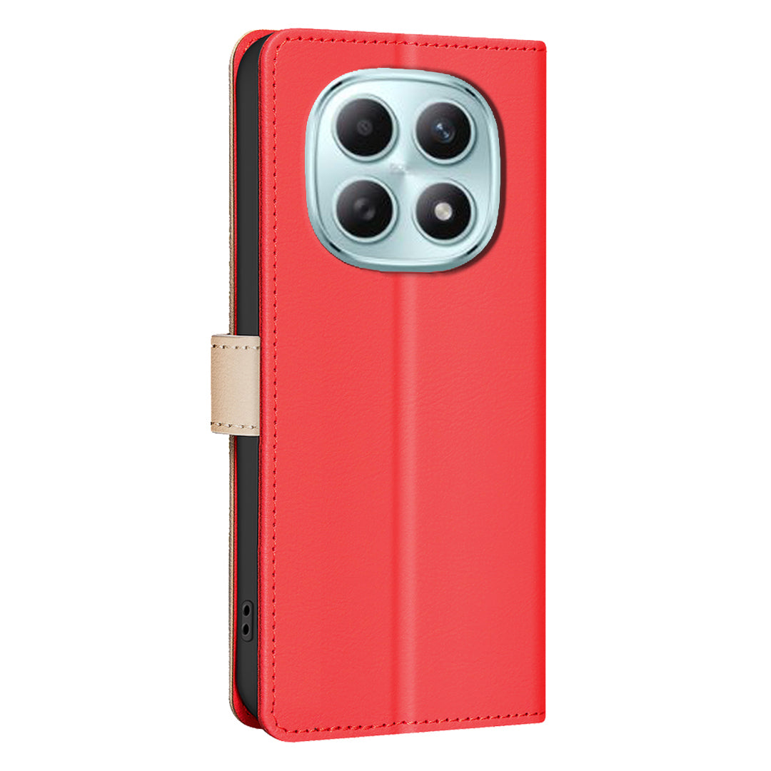 For Xiaomi Poco M8 Pro 5G / Redmi Note 15 Pro+ 5G (Global) Leather Case BINFEN COLOR Splicing Color RFID Blocking Wallet Stand Phone Cover - Red