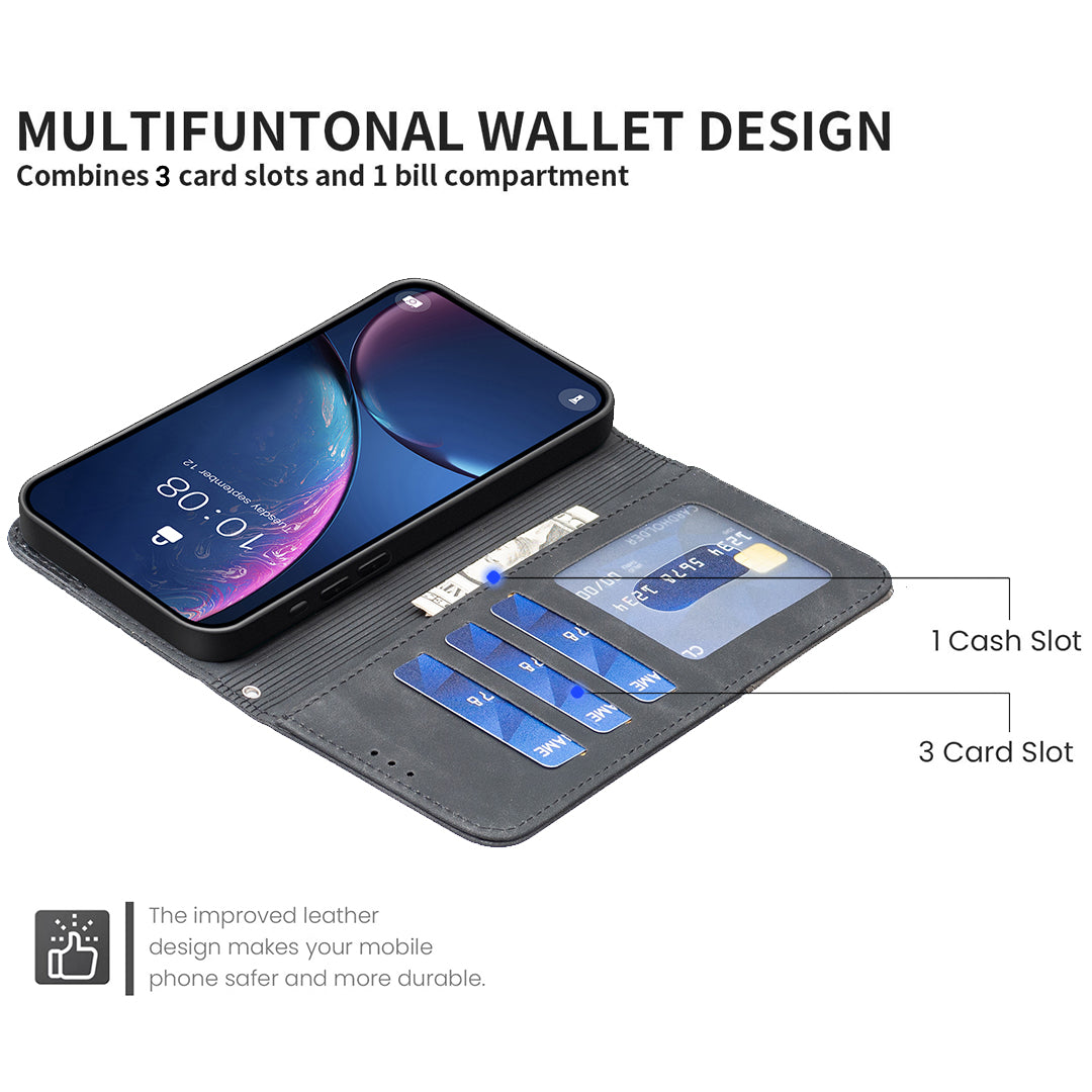 For Xiaomi Redmi Note 15 Pro 5G (Global) Phone Case BINFEN COLOR Wallet Stand Geometry Imprinted Leather Cover - Black