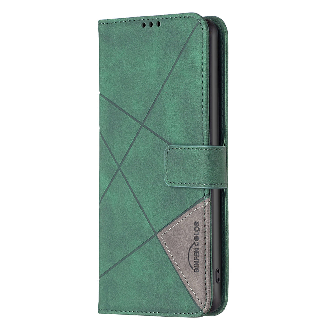For Xiaomi Redmi Note 15 Pro 5G (Global) Phone Case BINFEN COLOR Wallet Stand Geometry Imprinted Leather Cover - Green