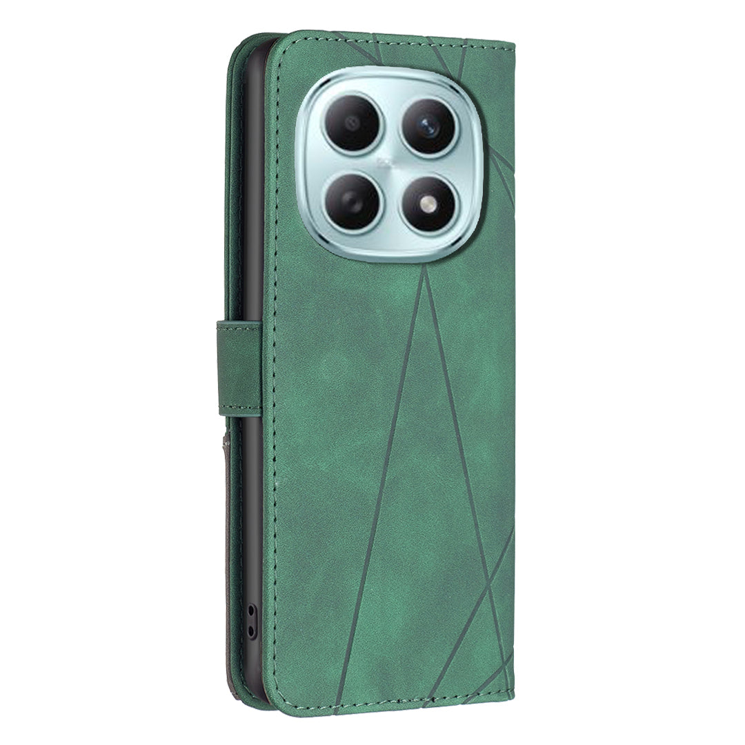 For Xiaomi Redmi Note 15 Pro 5G (Global) Phone Case BINFEN COLOR Wallet Stand Geometry Imprinted Leather Cover - Green