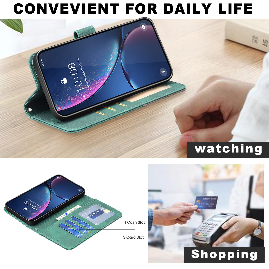 For Xiaomi Redmi Note 15 Pro 5G (Global) Phone Case BINFEN COLOR Wallet Stand Geometry Imprinted Leather Cover - Green