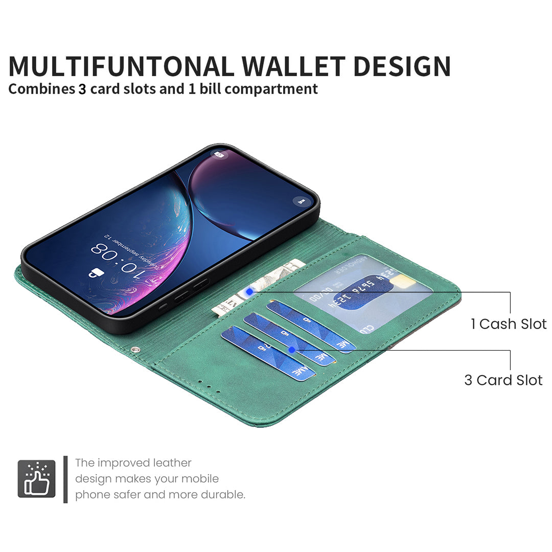 For Xiaomi Redmi Note 15 Pro 5G (Global) Phone Case BINFEN COLOR Wallet Stand Geometry Imprinted Leather Cover - Green