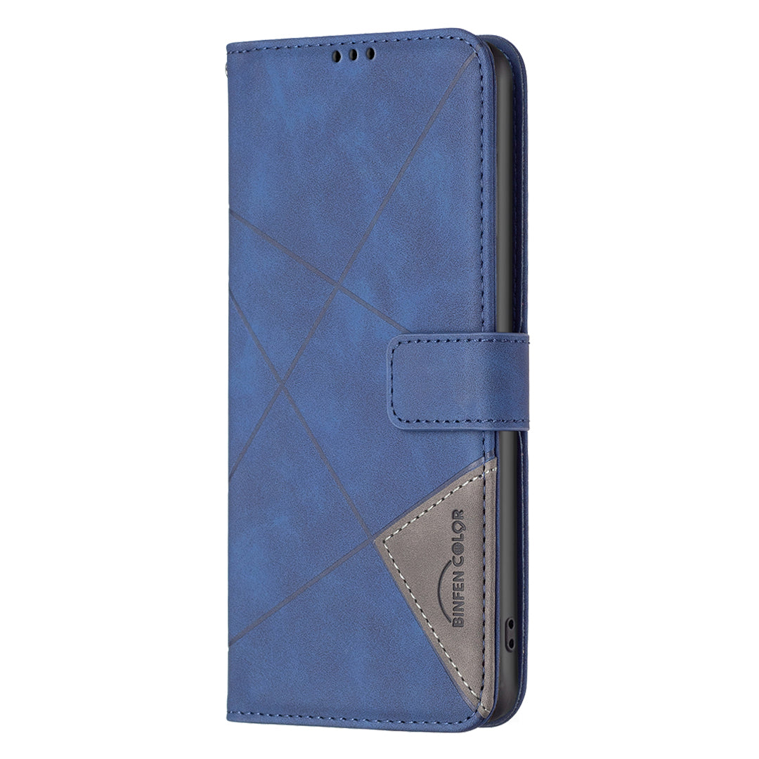 For Xiaomi Redmi Note 15 Pro 5G (Global) Phone Case BINFEN COLOR Wallet Stand Geometry Imprinted Leather Cover - Blue