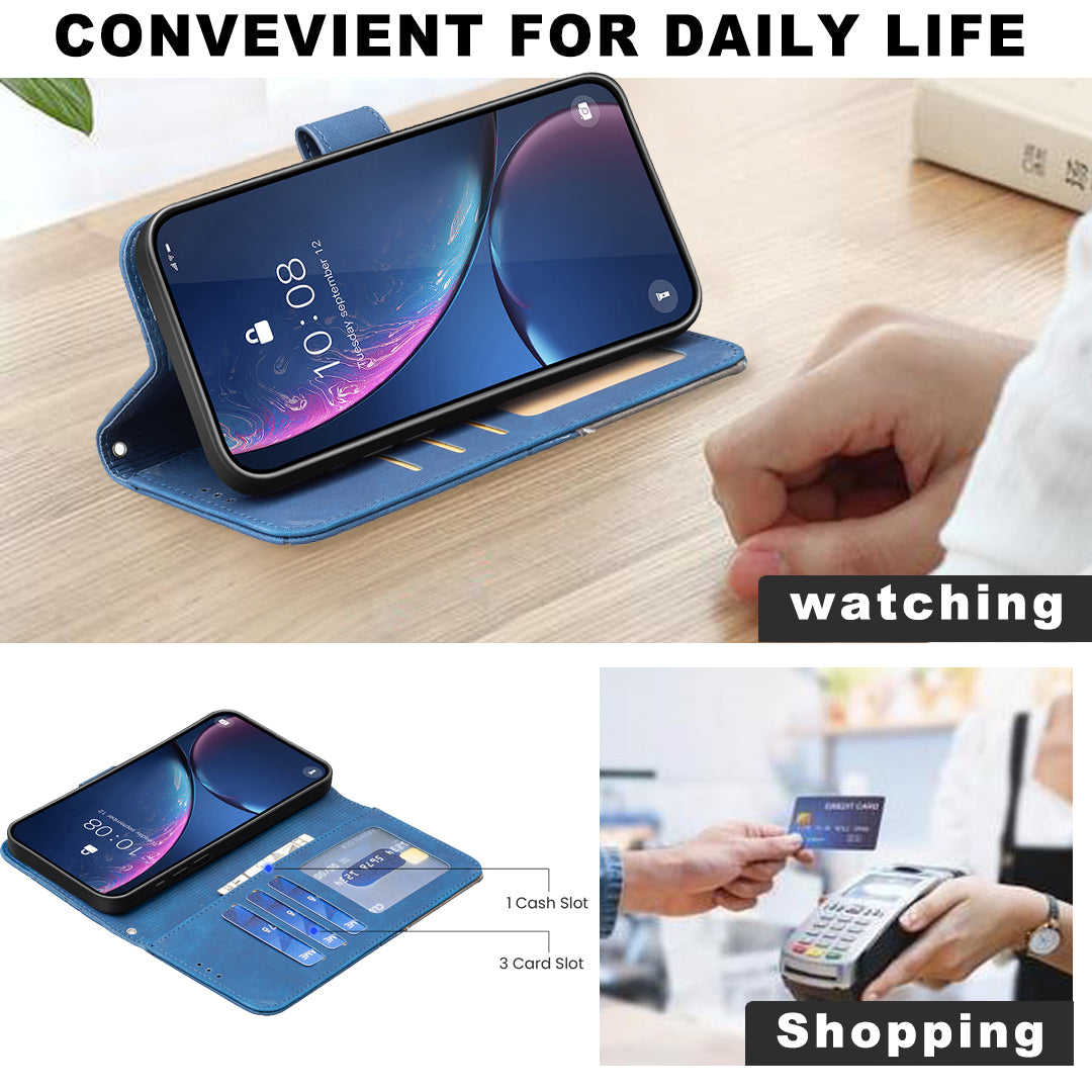 For Xiaomi Redmi Note 15 Pro 5G (Global) Phone Case BINFEN COLOR Wallet Stand Geometry Imprinted Leather Cover - Blue