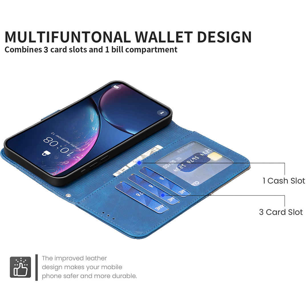For Xiaomi Redmi Note 15 Pro 5G (Global) Phone Case BINFEN COLOR Wallet Stand Geometry Imprinted Leather Cover - Blue