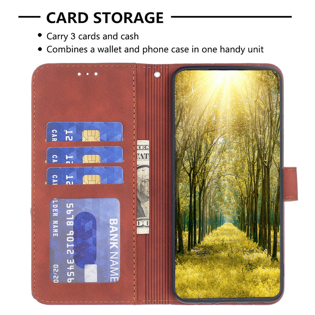 For Xiaomi Redmi Note 15 Pro 5G (Global) Phone Case BINFEN COLOR Wallet Stand Geometry Imprinted Leather Cover - Brown