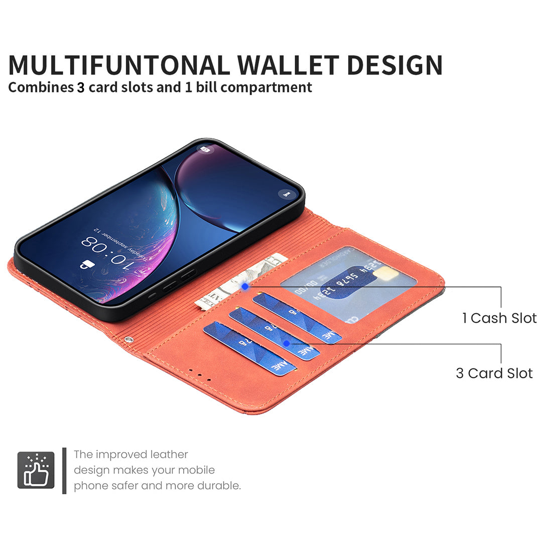 For Xiaomi Redmi Note 15 Pro 5G (Global) Phone Case BINFEN COLOR Wallet Stand Geometry Imprinted Leather Cover - Brown