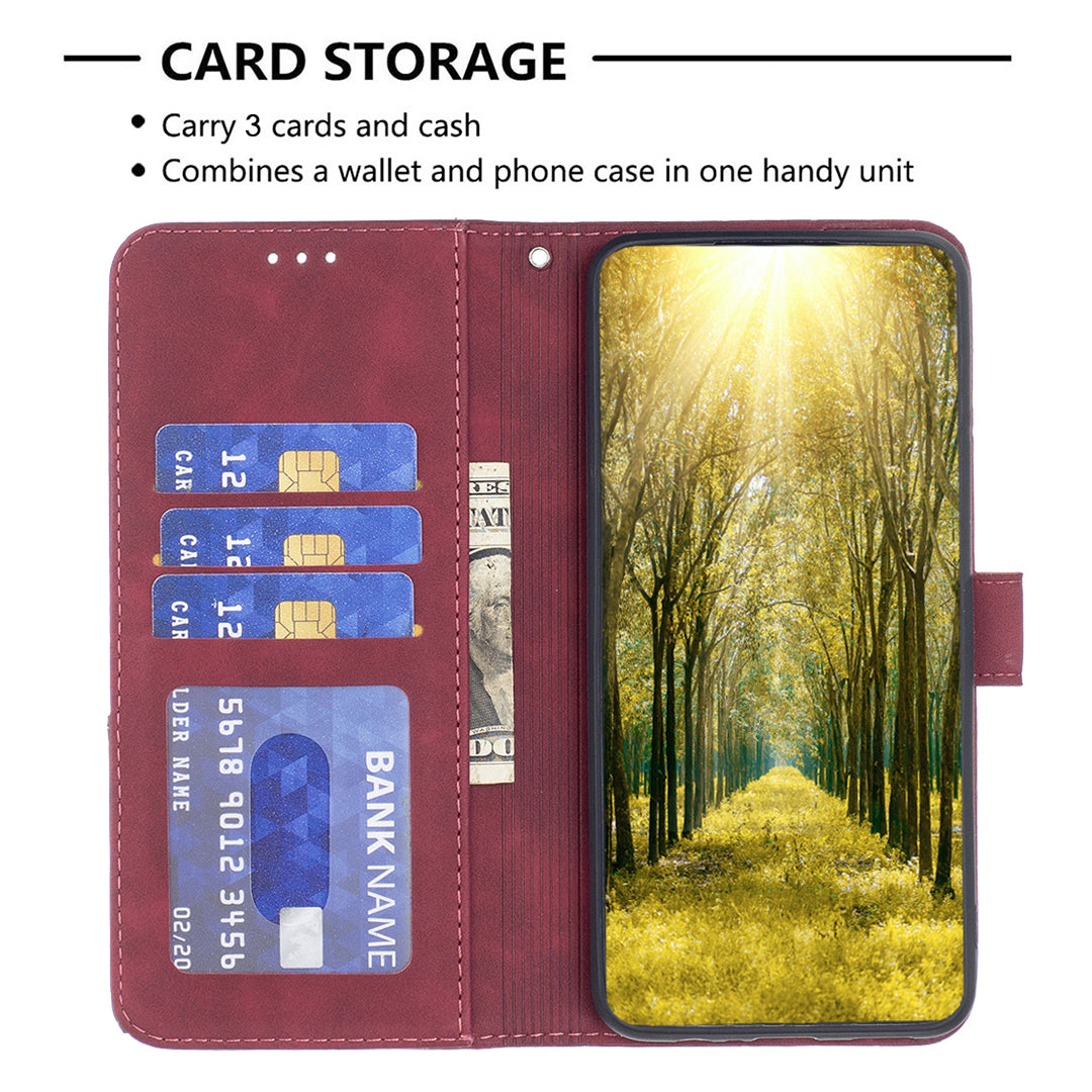 For Xiaomi Redmi Note 15 Pro 5G (Global) Phone Case BINFEN COLOR Wallet Stand Geometry Imprinted Leather Cover - Red
