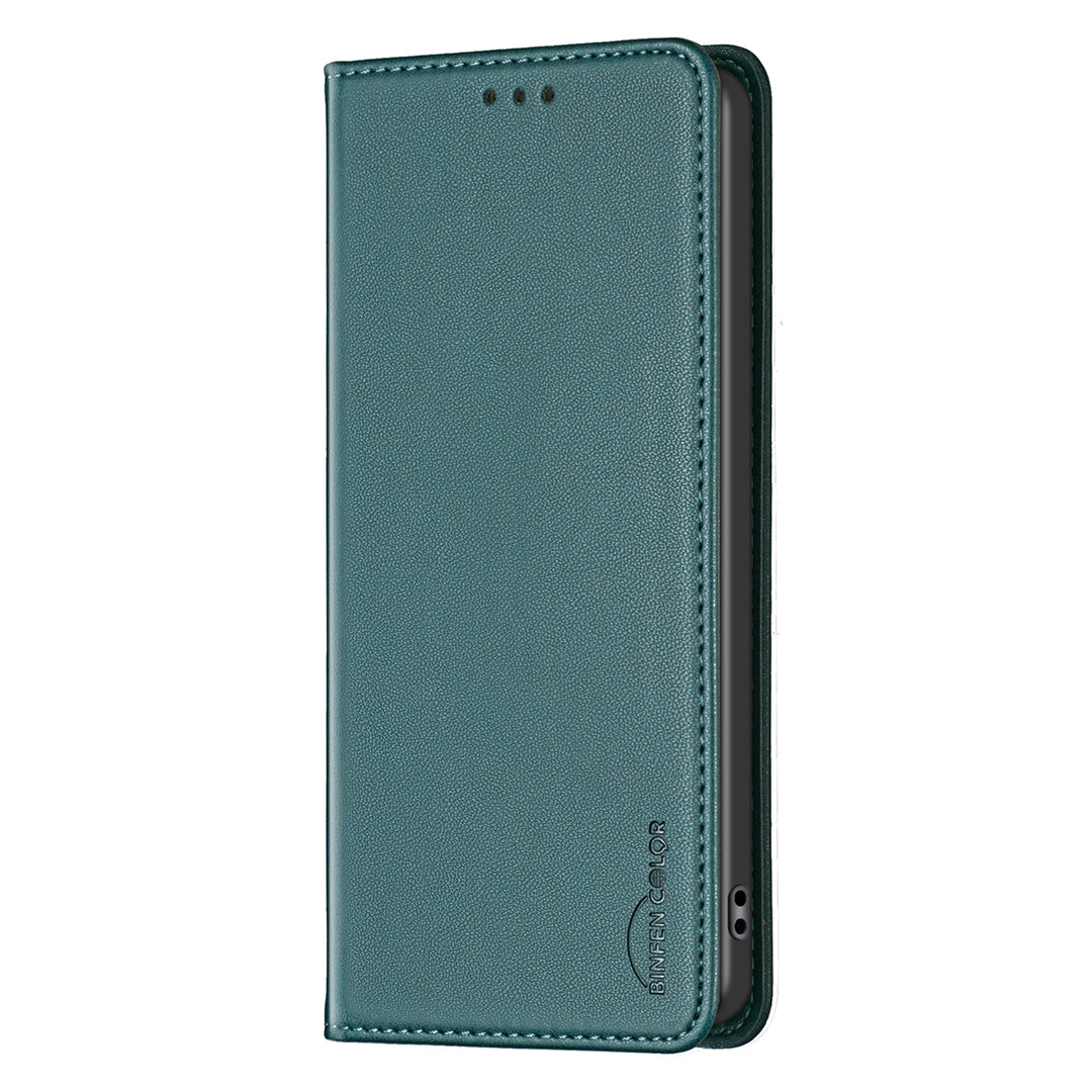 For Xiaomi Poco M8 Pro 5G / Redmi Note 15 Pro+ 5G (Global) Leather Case BINFEN COLOR BF18 Phone Stand Cover with Card Slots - Green