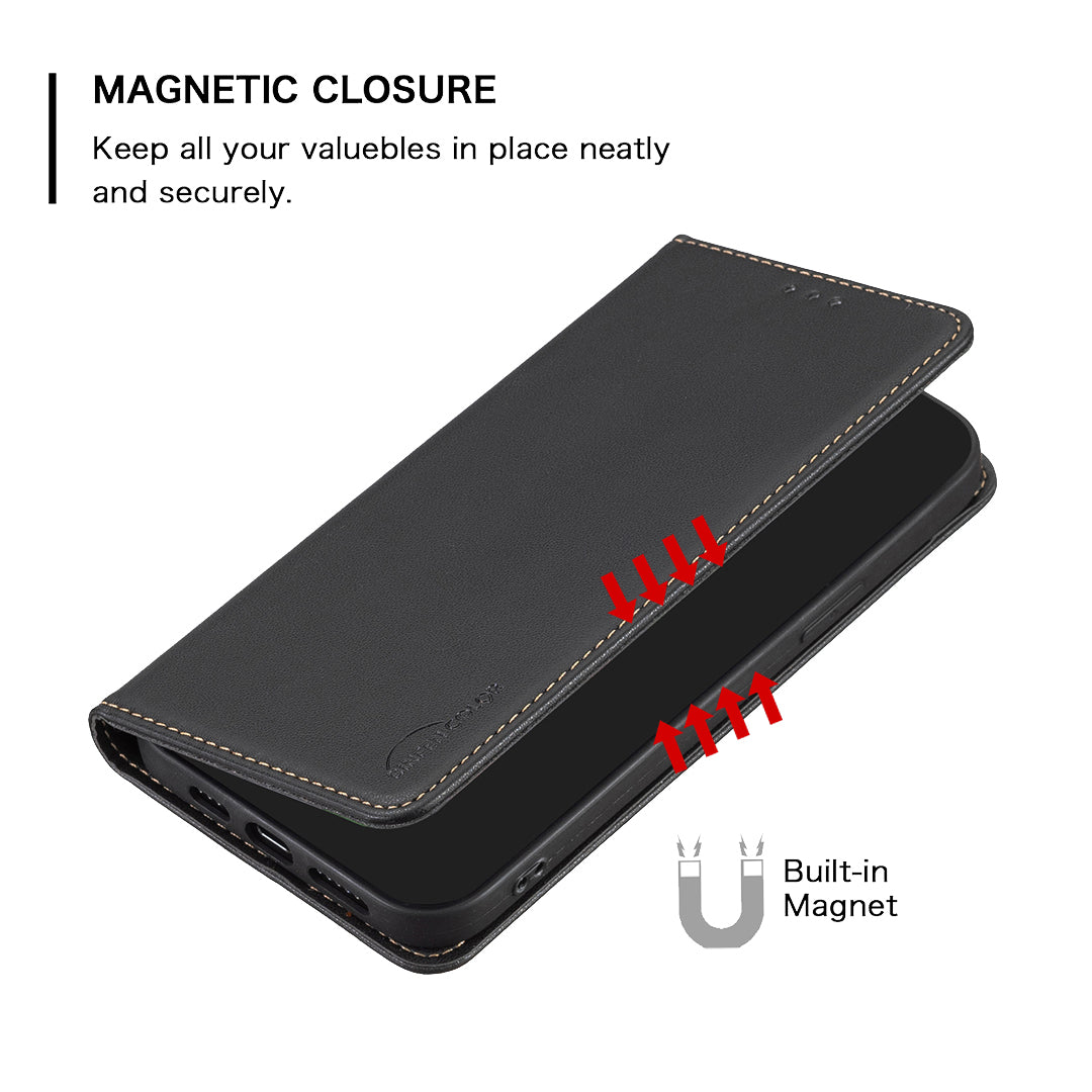 For Xiaomi Poco M8 Pro 5G / Redmi Note 15 Pro+ 5G (Global) Leather Case BINFEN COLOR BF18 Phone Stand Cover with Card Slots - Black