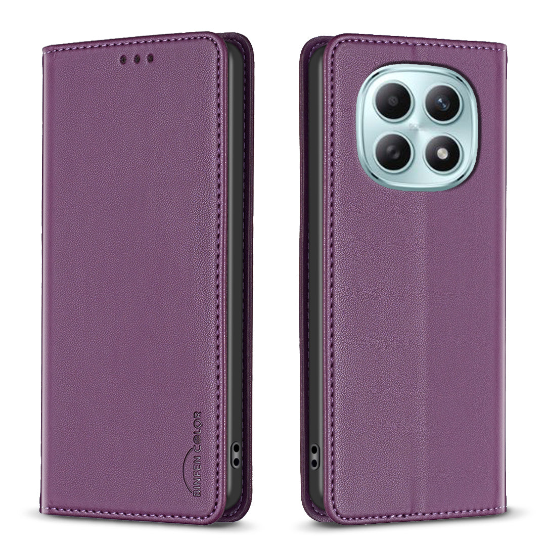 For Xiaomi Poco M8 Pro 5G / Redmi Note 15 Pro+ 5G (Global) Leather Case BINFEN COLOR BF18 Phone Stand Cover with Card Slots - Dark Purple