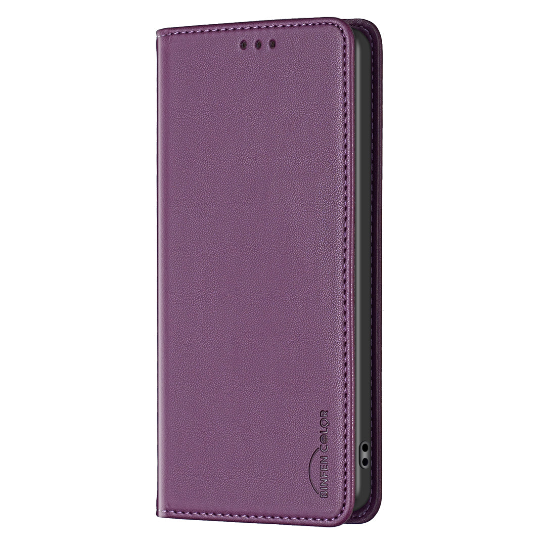 For Xiaomi Poco M8 Pro 5G / Redmi Note 15 Pro+ 5G (Global) Leather Case BINFEN COLOR BF18 Phone Stand Cover with Card Slots - Dark Purple
