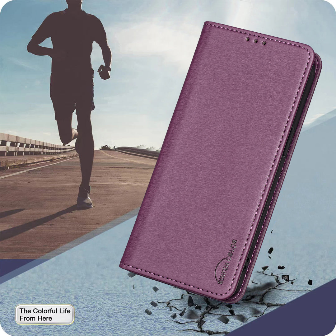 For Xiaomi Poco M8 Pro 5G / Redmi Note 15 Pro+ 5G (Global) Leather Case BINFEN COLOR BF18 Phone Stand Cover with Card Slots - Dark Purple
