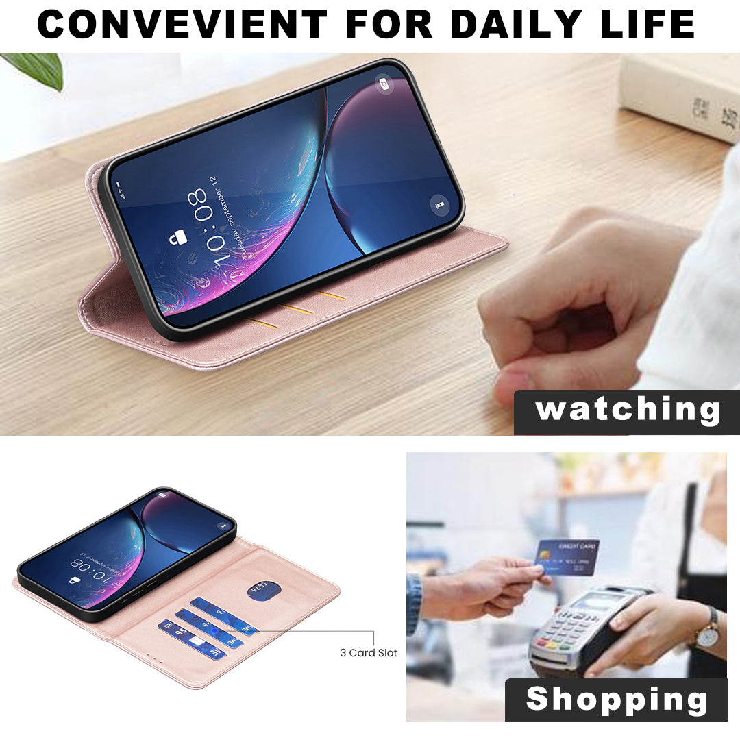 For Xiaomi Poco M8 Pro 5G / Redmi Note 15 Pro+ 5G (Global) Leather Case BINFEN COLOR BF18 Phone Stand Cover with Card Slots - Rose Gold