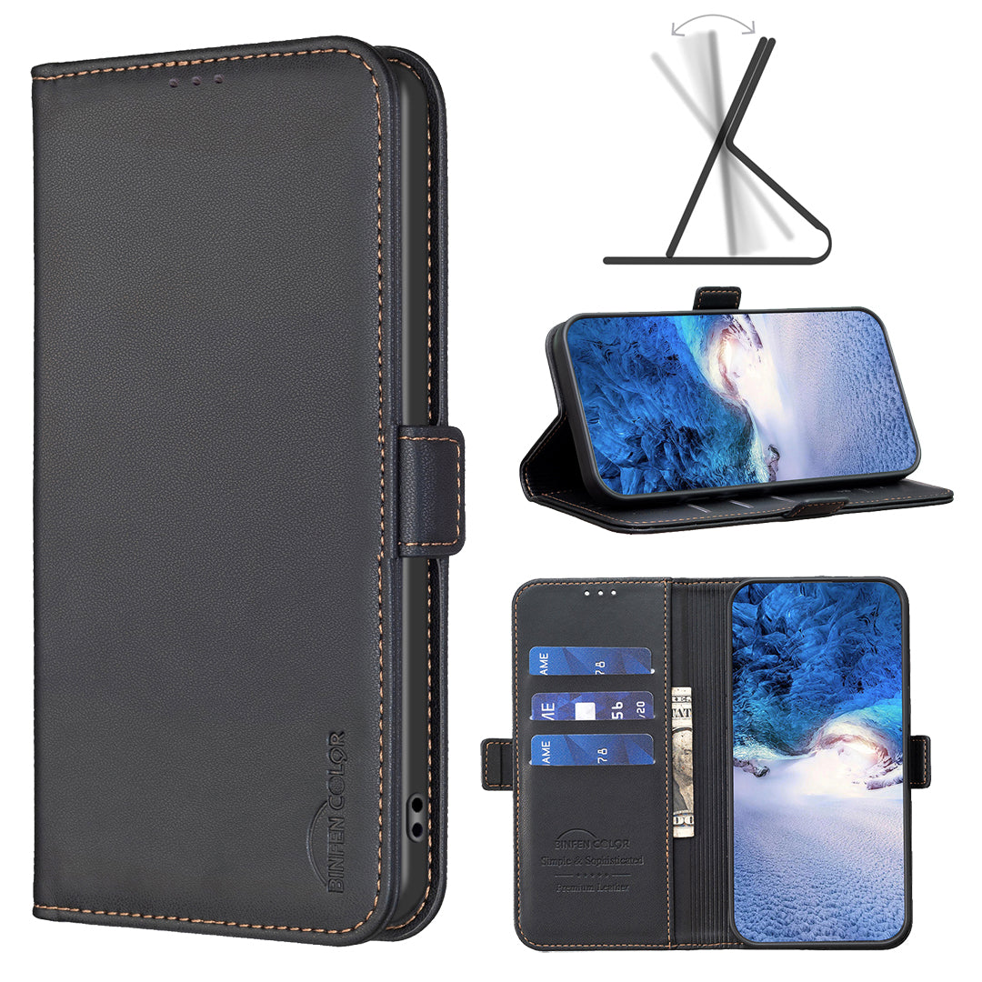 For Xiaomi Redmi Note 15 Pro 5G (Global) Case BINFEN COLOR BF31  PU Leather Flip Folio Phone Wallet Cover - Black