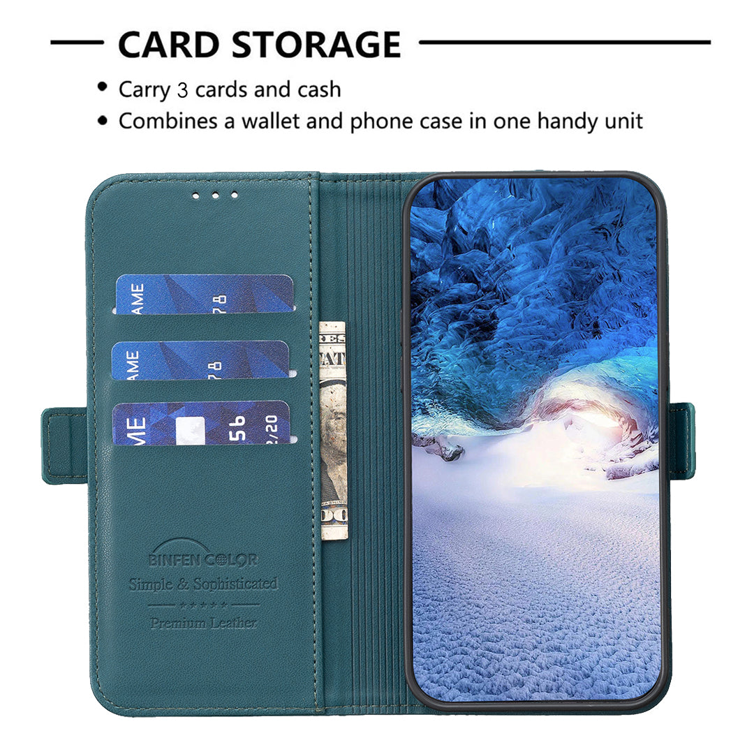 For Xiaomi Poco M8 Pro 5G / Redmi Note 15 Pro+ 5G (Global) Case BINFEN COLOR BF31  PU Leather Flip Folio Phone Wallet Cover - Green