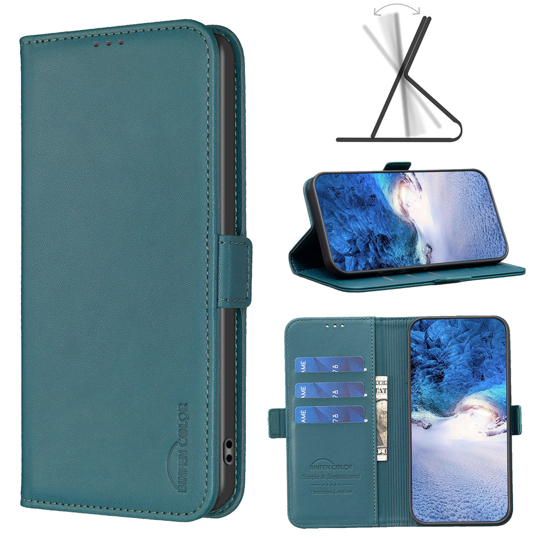 For Xiaomi Poco M8 Pro 5G / Redmi Note 15 Pro+ 5G (Global) Case BINFEN COLOR BF31  PU Leather Flip Folio Phone Wallet Cover - Green