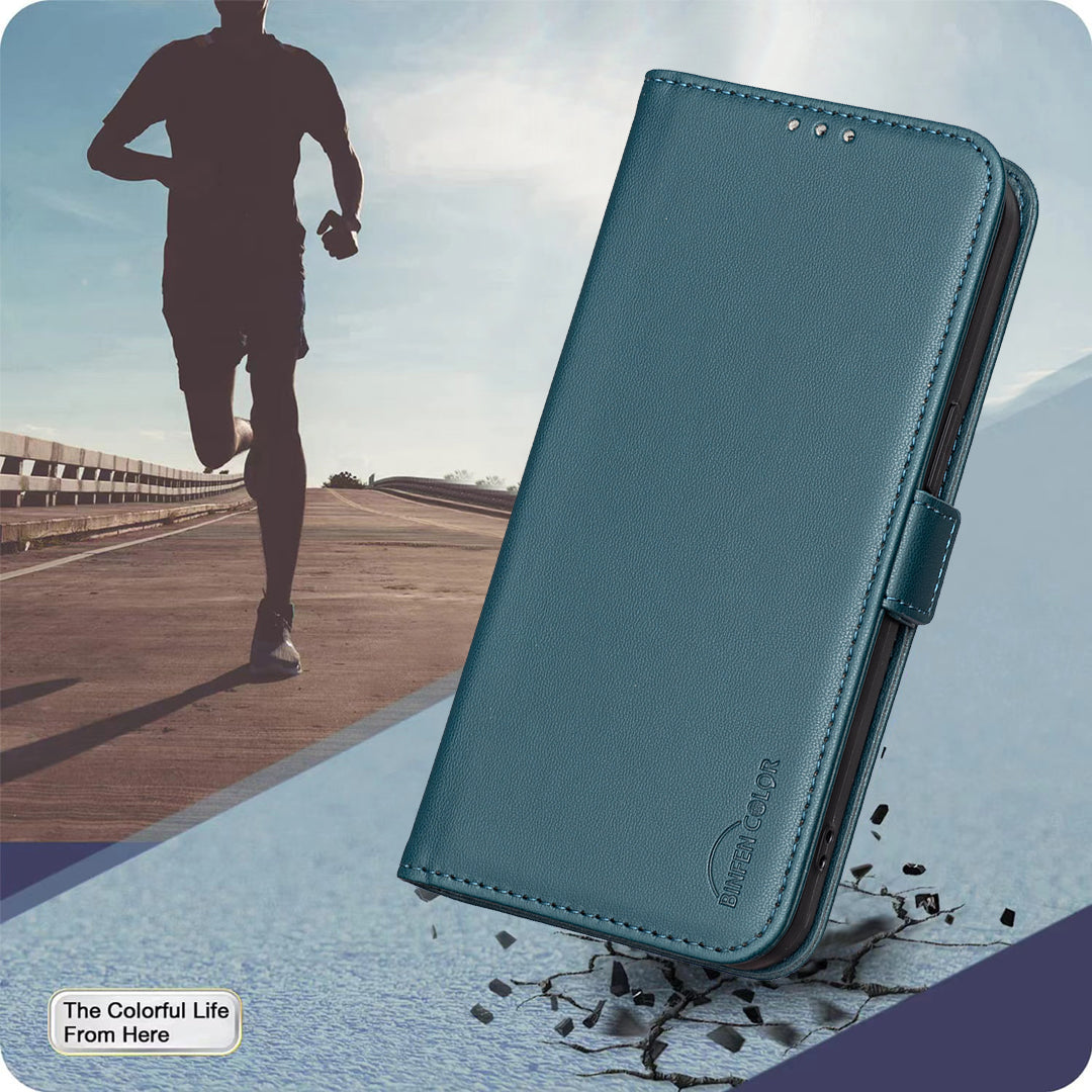 For Xiaomi Poco M8 Pro 5G / Redmi Note 15 Pro+ 5G (Global) Case BINFEN COLOR BF31  PU Leather Flip Folio Phone Wallet Cover - Green
