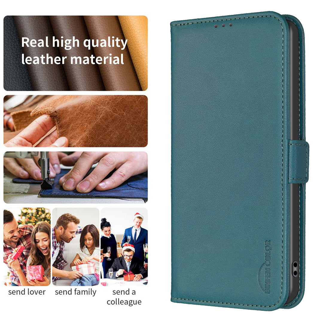 For Xiaomi Poco M8 Pro 5G / Redmi Note 15 Pro+ 5G (Global) Case BINFEN COLOR BF31  PU Leather Flip Folio Phone Wallet Cover - Green